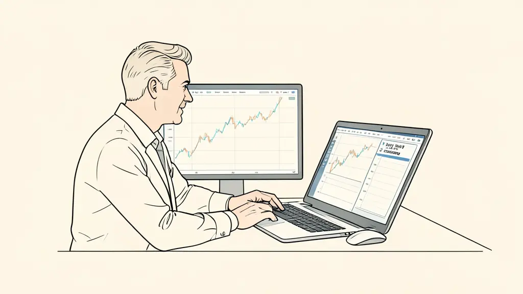 Trader ending a losing session at a desk, daily risk checklist marked complete, trading platform showing closed positions