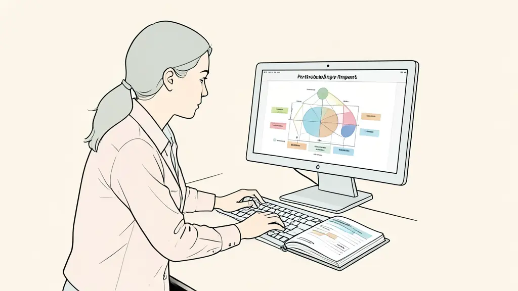 trader reviewing a color-coded probability-impact matrix on an unbranded monitor, open trading journal beside the keyboard, neutral office lighting, no visible text or logos